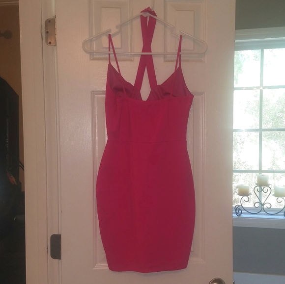 Pink Criss Cross Front Bodycon Dress - Small - Picture 8 of 8